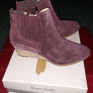 Plum Suede Ankle Booties slightly worn